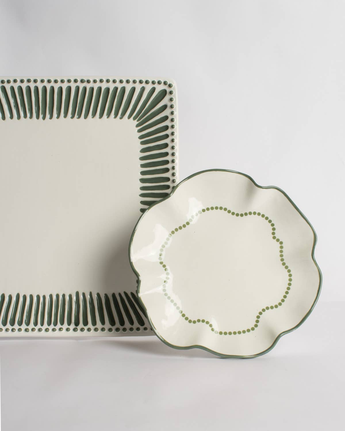 Evelyn Plate White/Green 8"