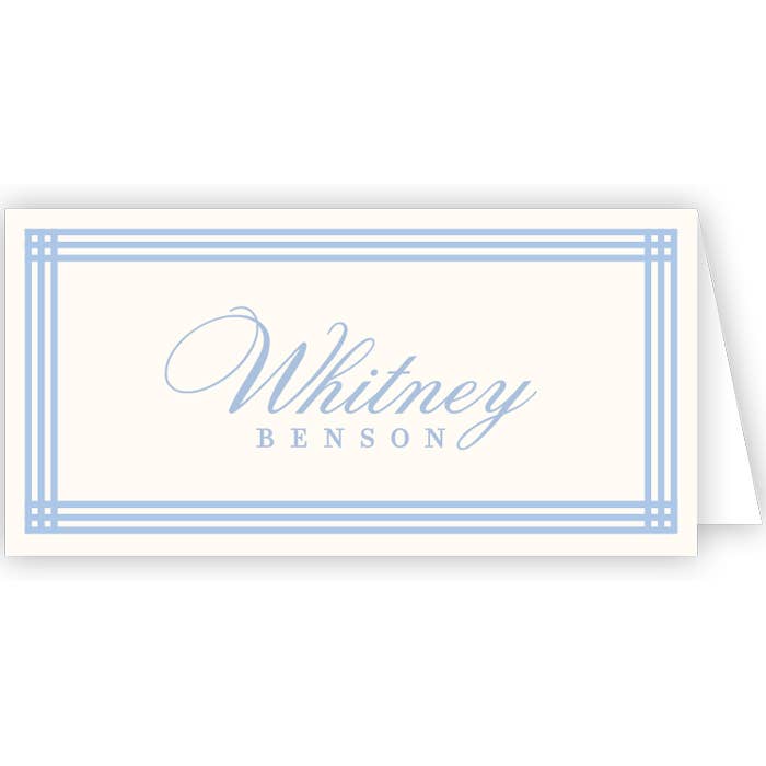 French Blue Stripe Border Placecard