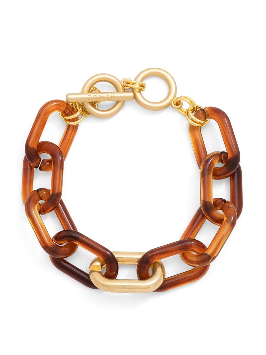 Tortoise & Metal Link Toggle Bracelet