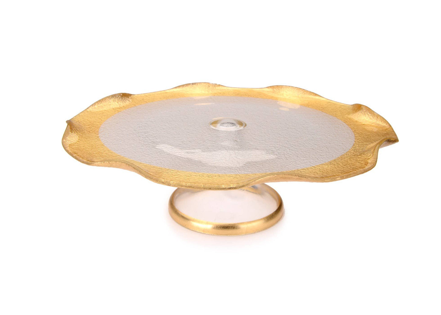 8" Wavy Cake Stand With Gold