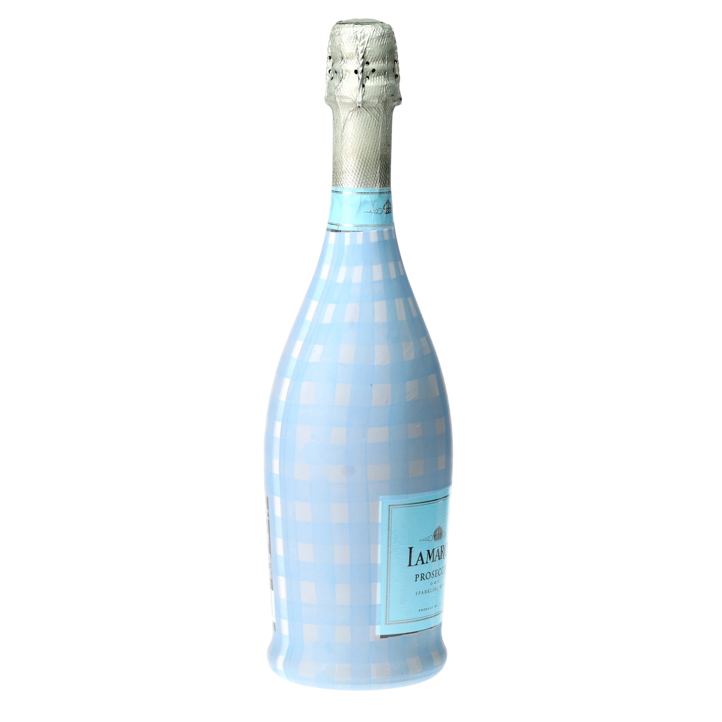 Powder Blue Picnic Gingham Prosecco Bottle Wrap