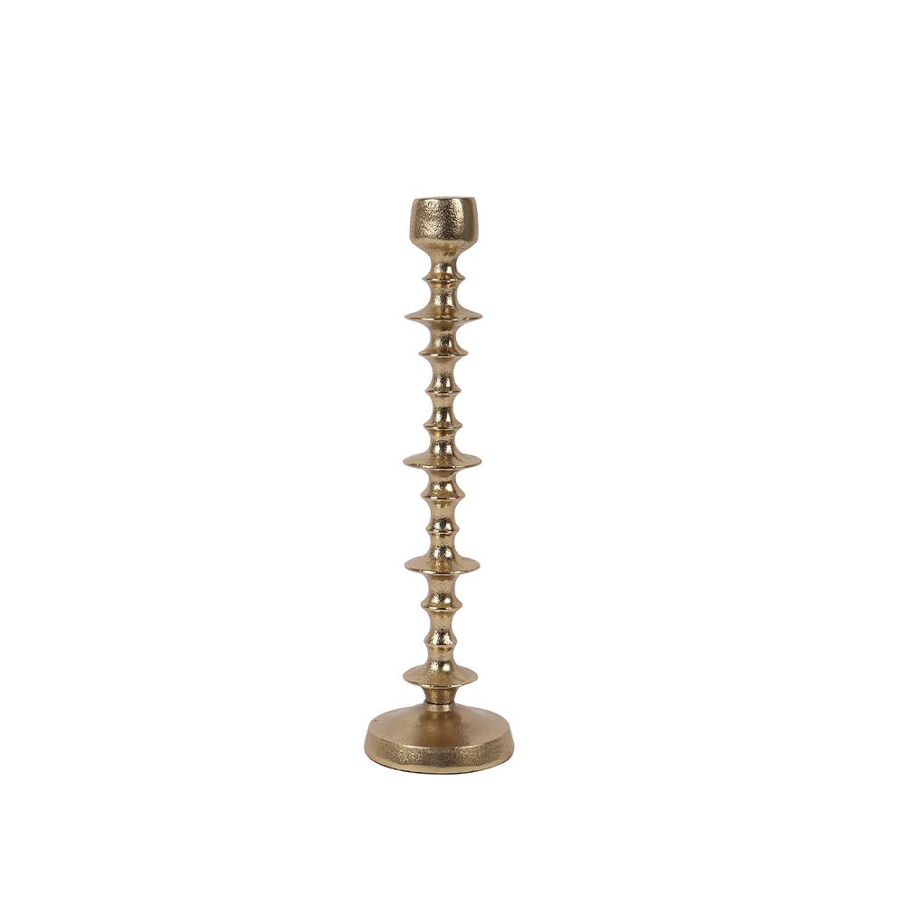 Gold Beaded 16" Candle Holder