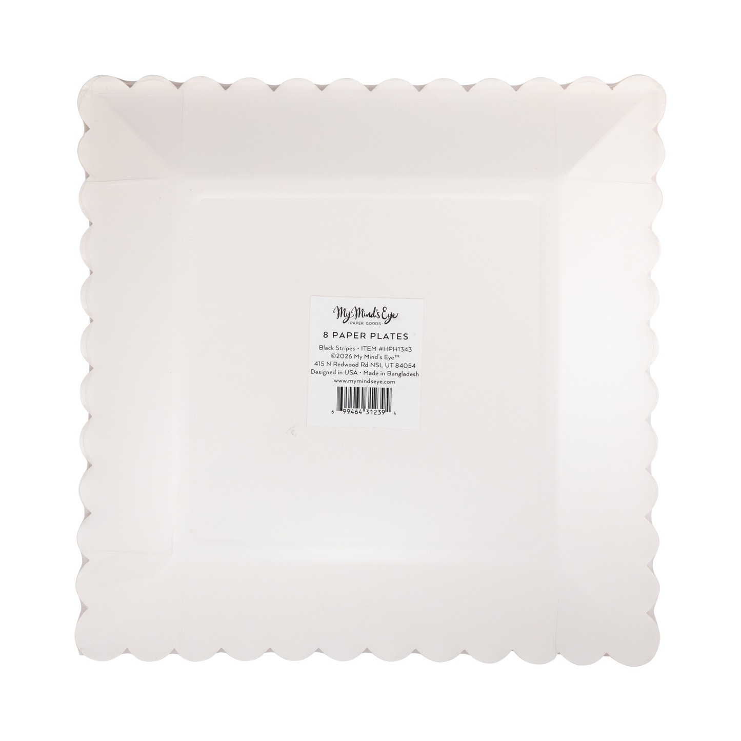 HPH1343 - Black and Cream Stripes Scalloped 10" Plate