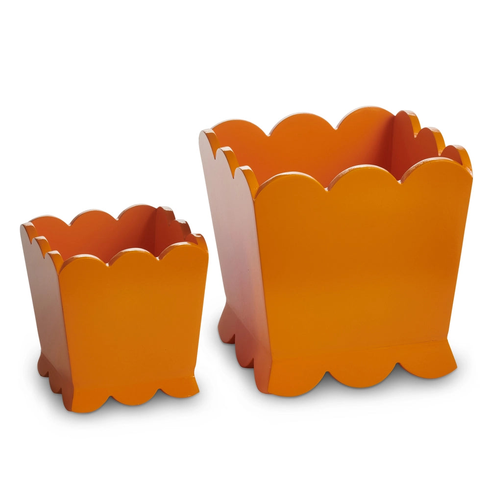 Orange Scalloped Planter - Small