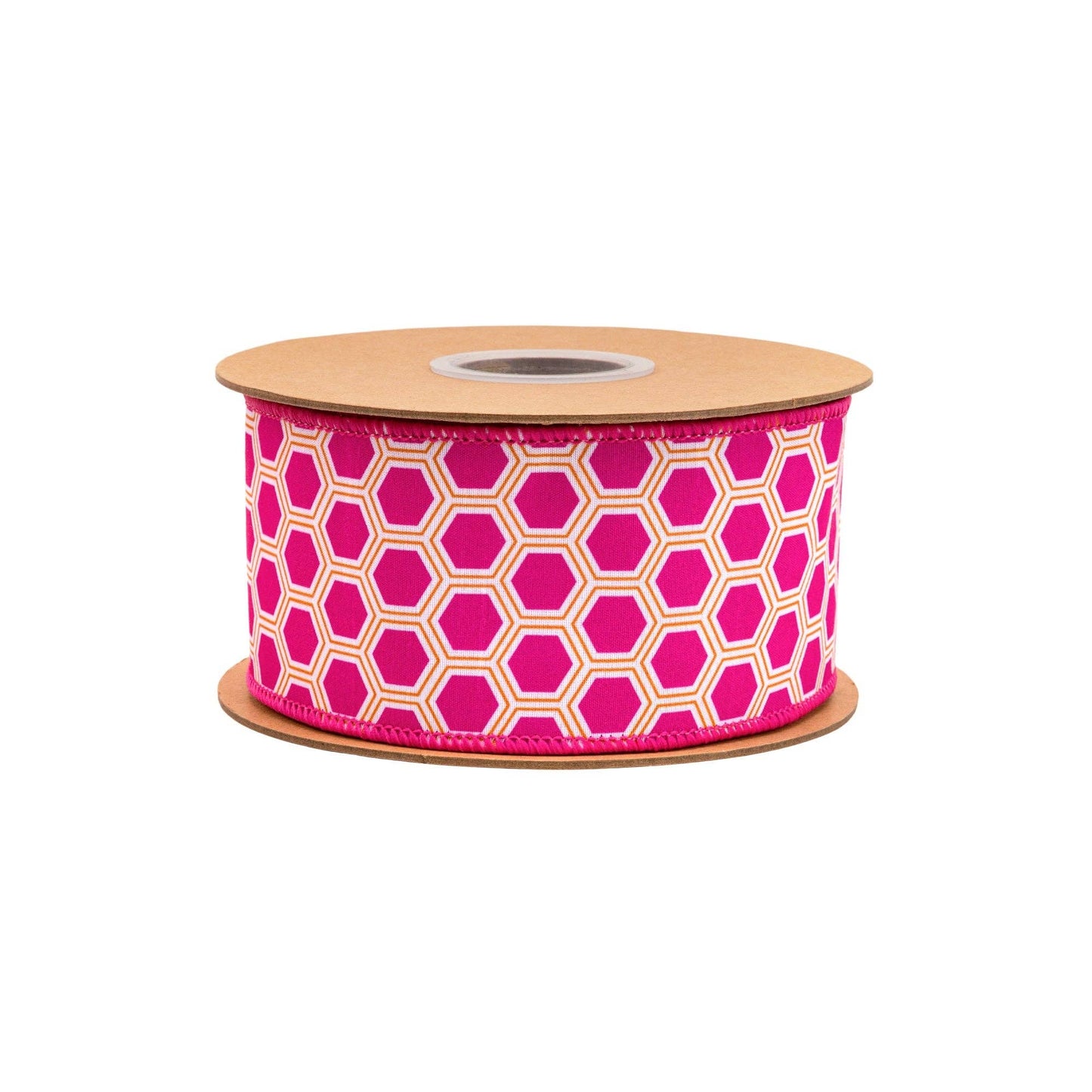 2 1/2" Wired Dupioni Ribbon | Pink/Orange Hexi w/ Pink Backing | 10 Yard Roll