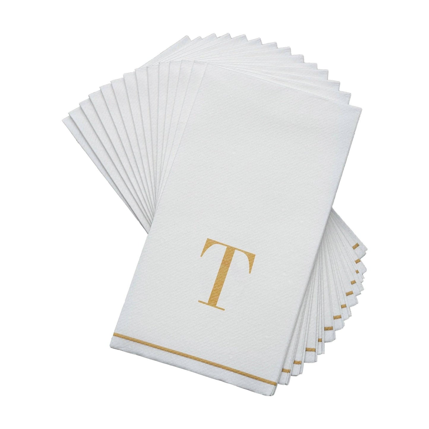 T Gold Monogram Paper Disposable Dinner Napkins | 14 Napkins