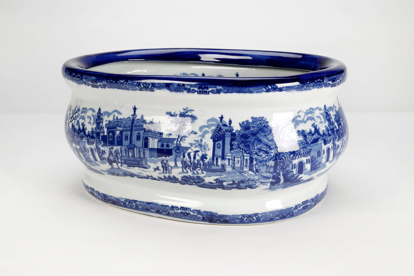 Oval Porcelain Planter/Cachepot, Italian Design