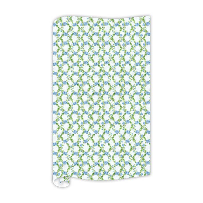 Garden Party Blue Floral Trellis Wrapping Paper