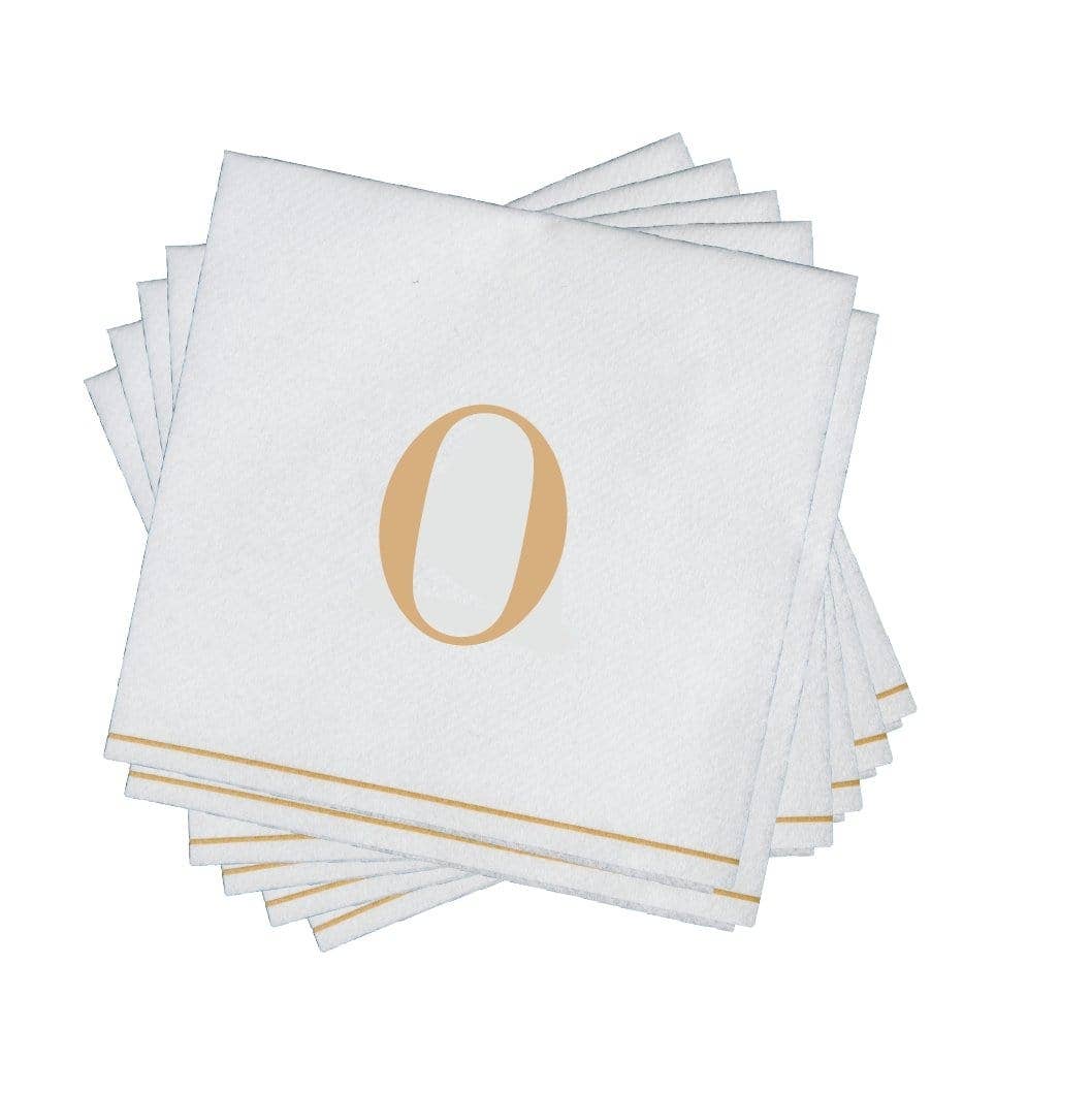 O Gold Monogram Cocktail Paper Napkins | 16 Napkins