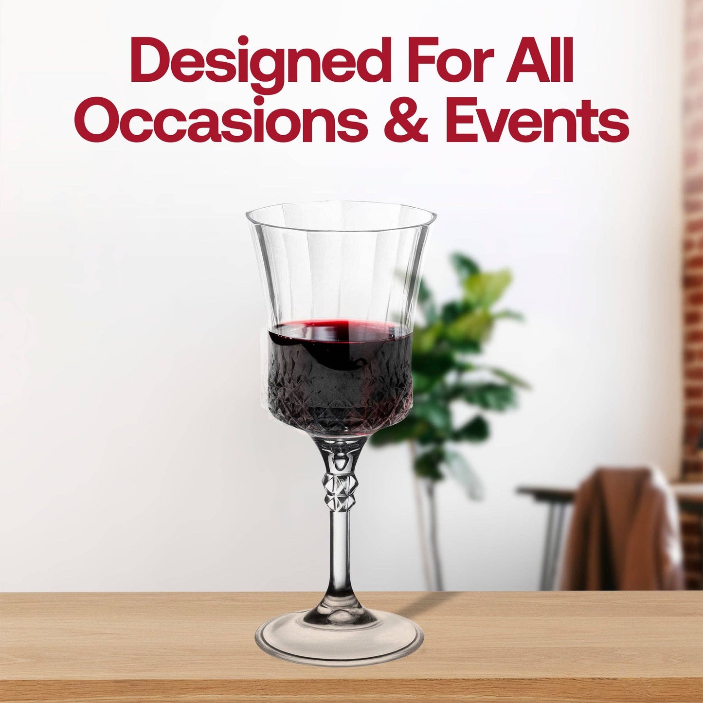 11 oz. Crystal Cut Plastic Wine Goblets - 4 Goblets