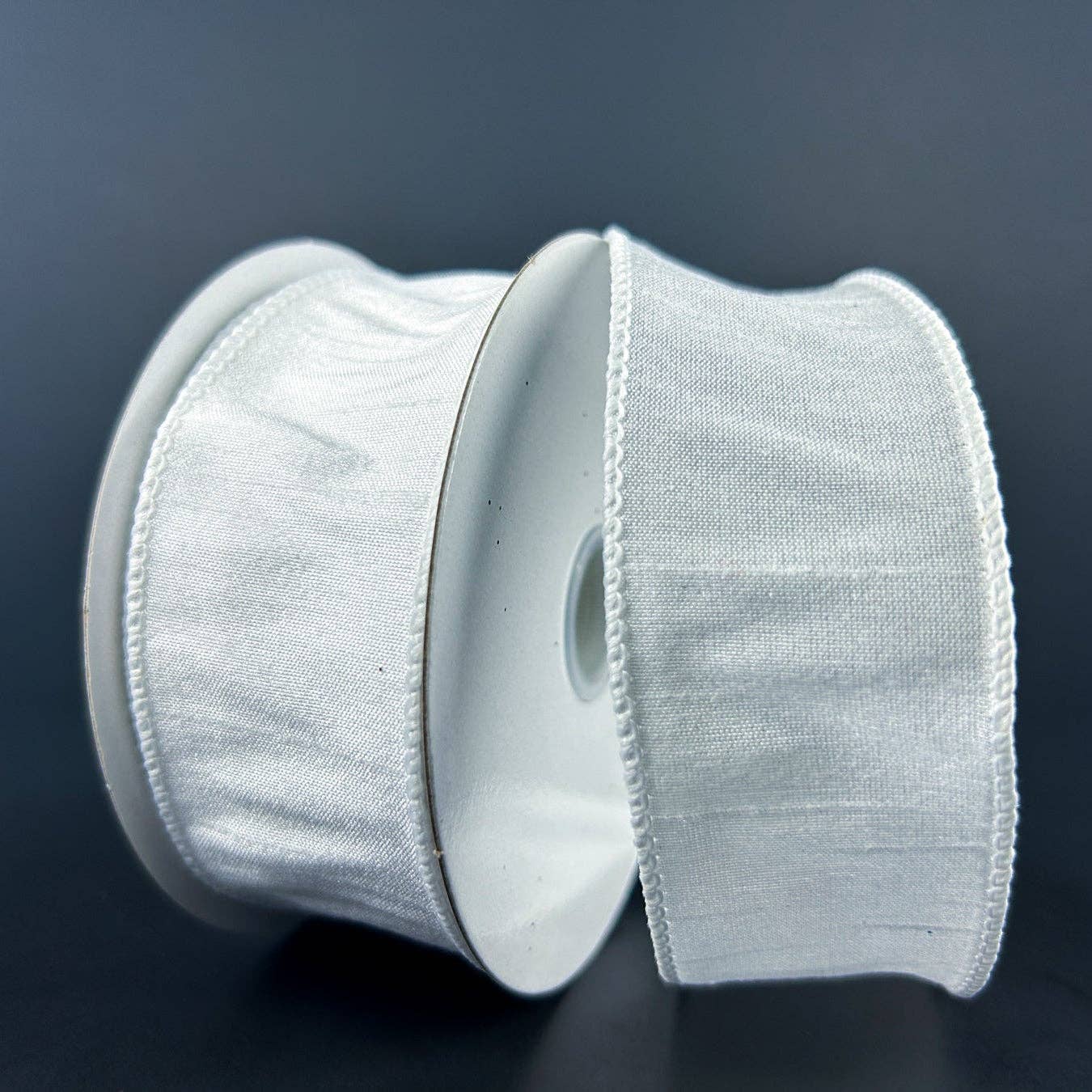 1.5" White Faux Dupioni Wired Ribbon 10 Yards 72434-09-01