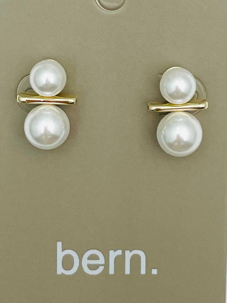 GOLDEN - Double Pearl Stud (gold/pearl)