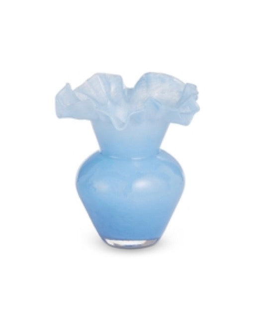 8" Blue Ruffle Vase