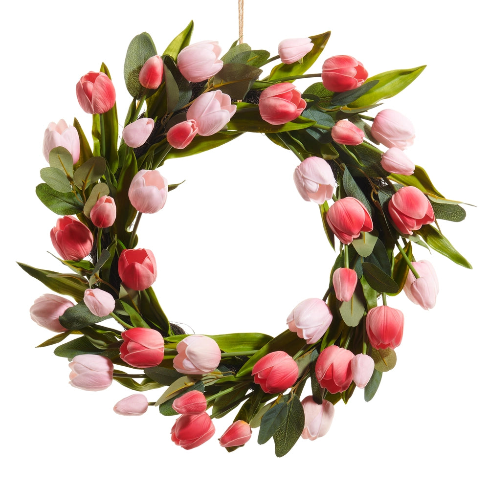 22” Round - Shades of Pink Tulip Wreath