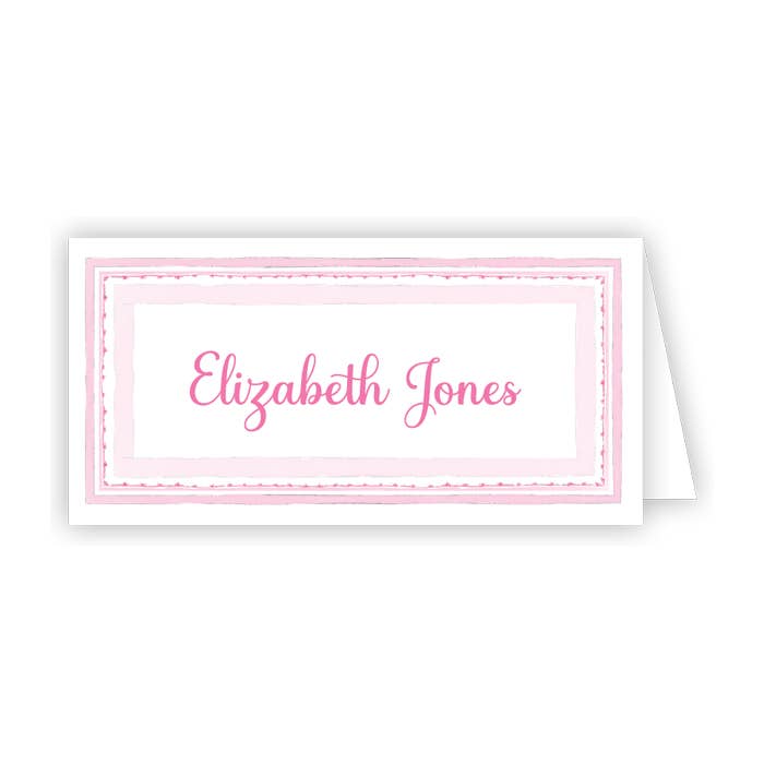 Handpainted Delicate Pink Border Placecard