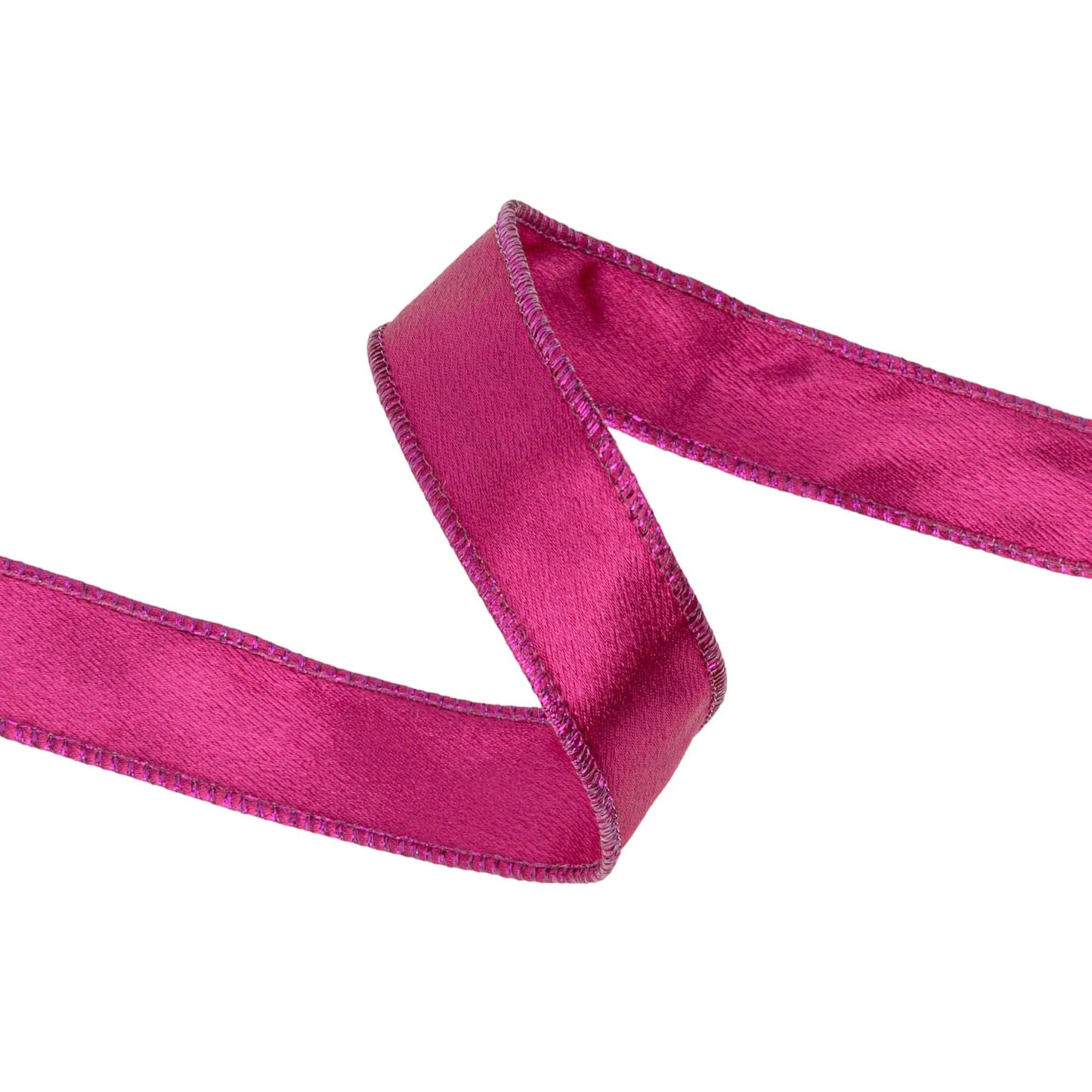 1" Wired Shimmer Satin Ribbon | Fushia with Fushia Backing | 10 Yard Roll