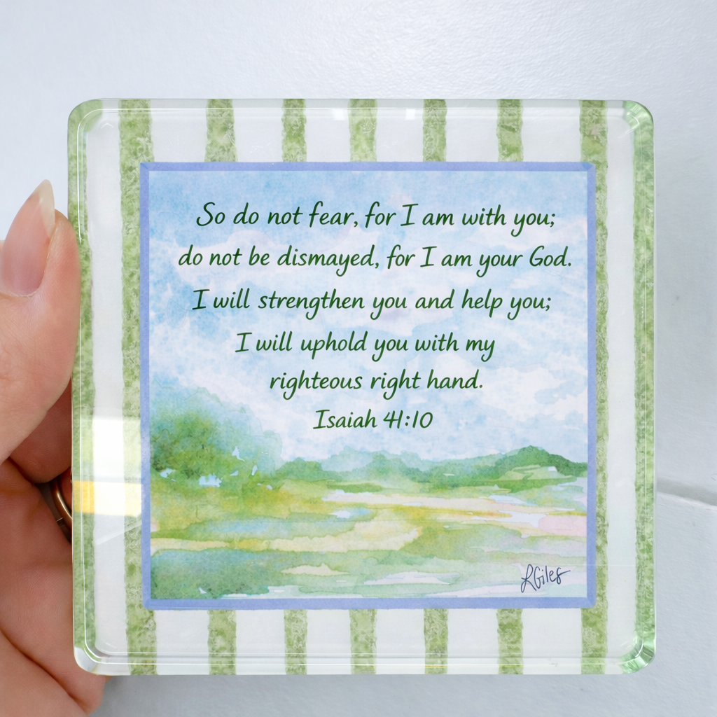 Isaiah 41:10 Acrylic Scripture Block Landscape