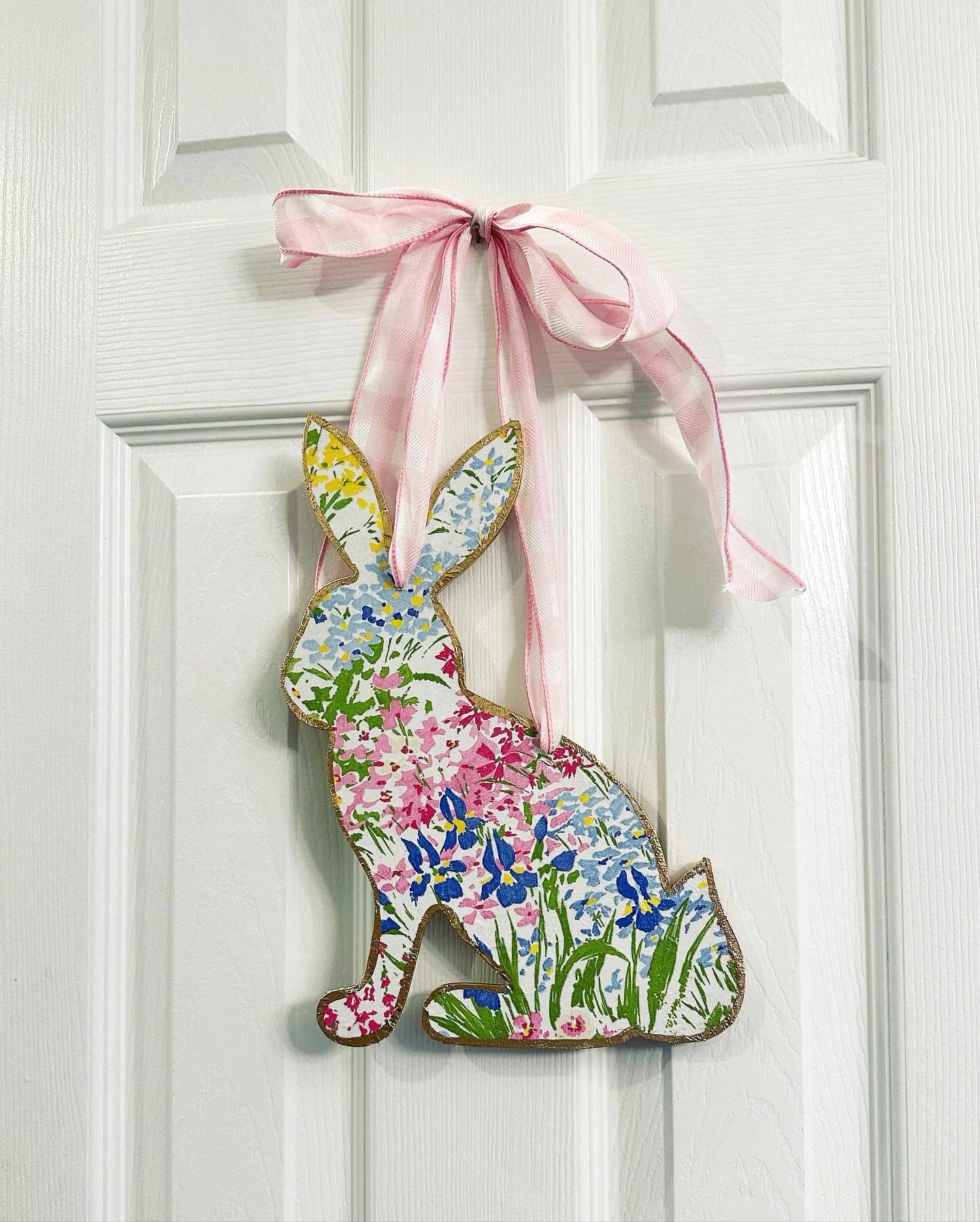 Field of Flowers Handmade Bunny Door Hanger - 12”