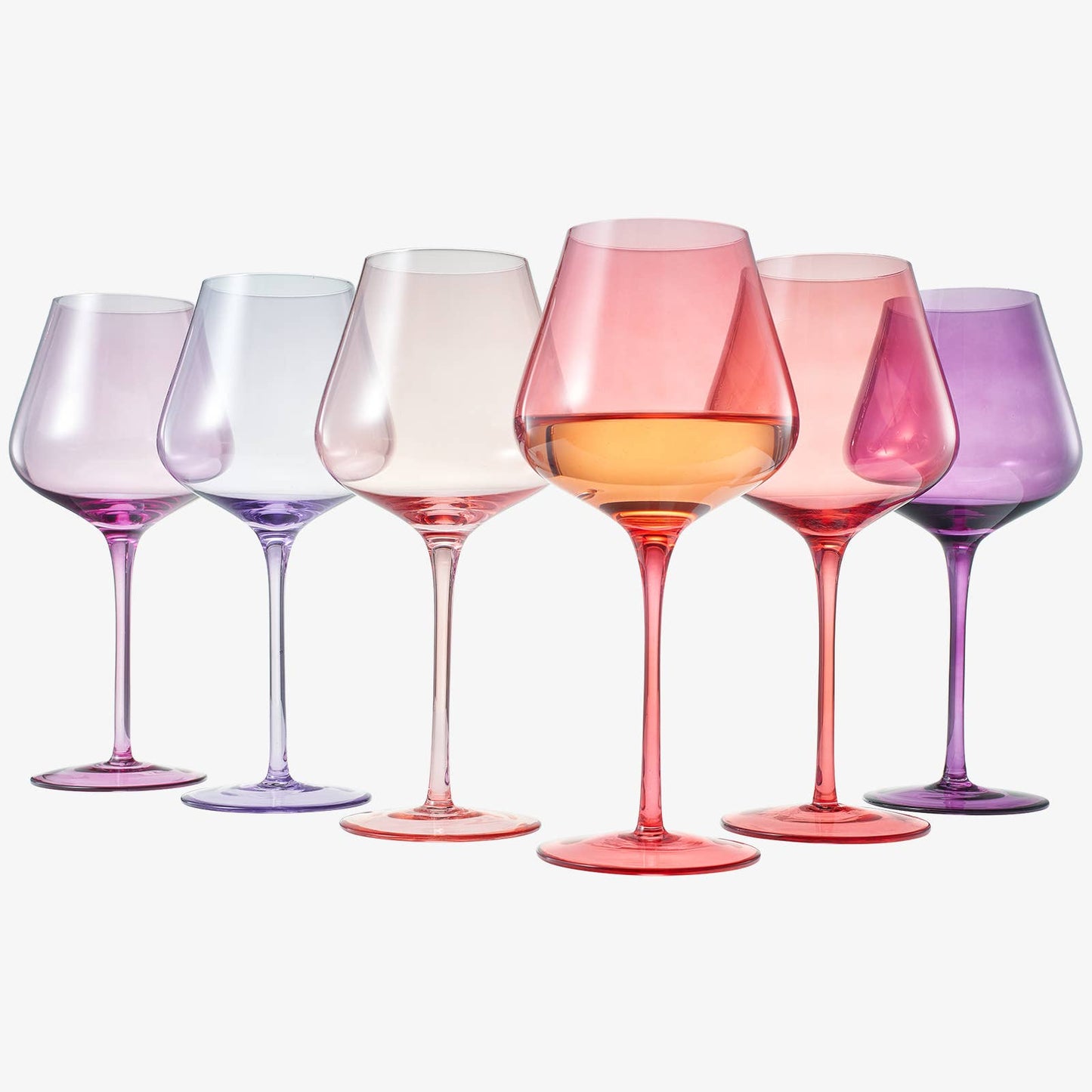 Love Wine Glass Set of 6 - Colored Love Glasses Valentines