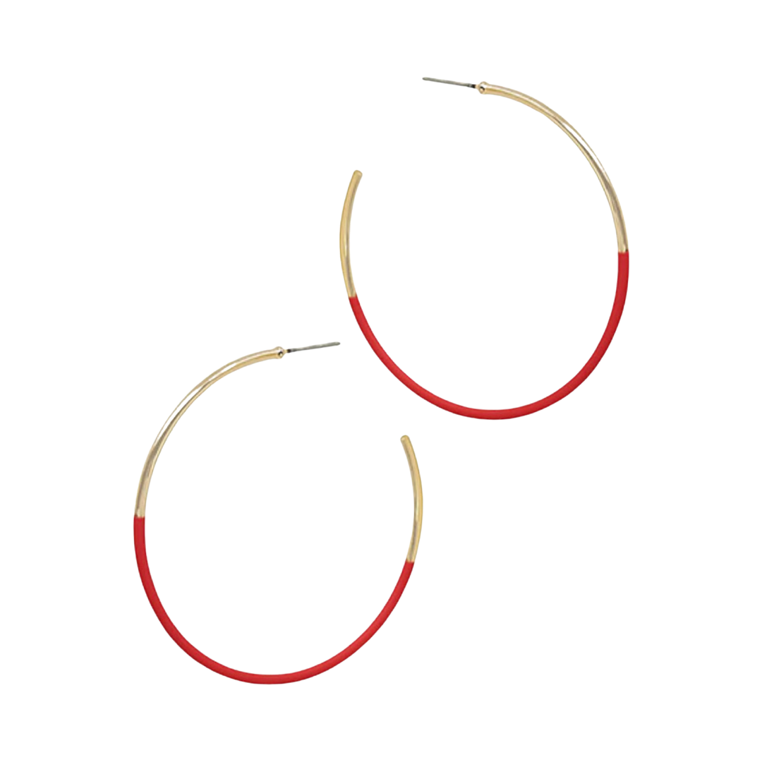 Red/ Gold Skinny Hoop Earrings | Skinny Hoop