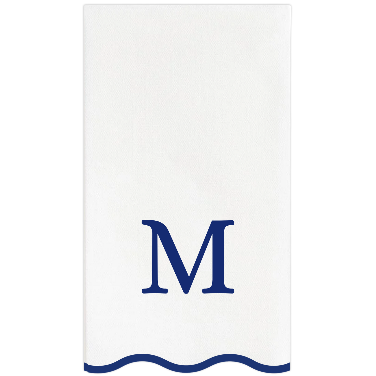Letter “M” Initials Monogram Paper Napkins - Blue and White Scalloped
