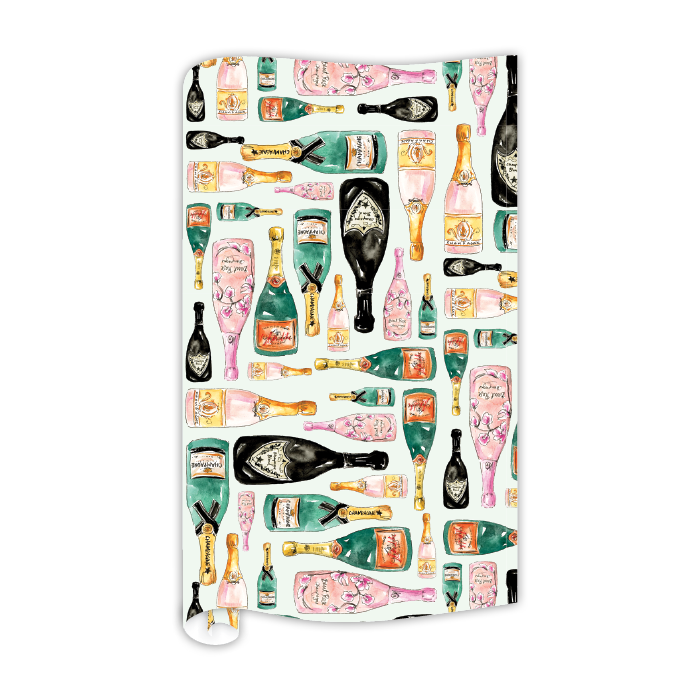 Handpainted Champagne Bottles Pattern Wrapping Paper
