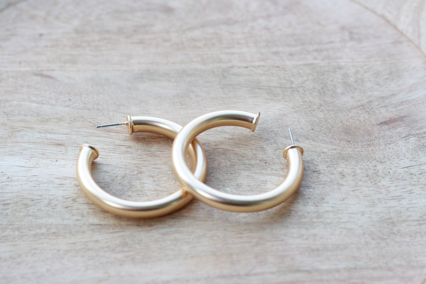 Everyday Brushed Gold Earrings | Classic Gold Hoops
