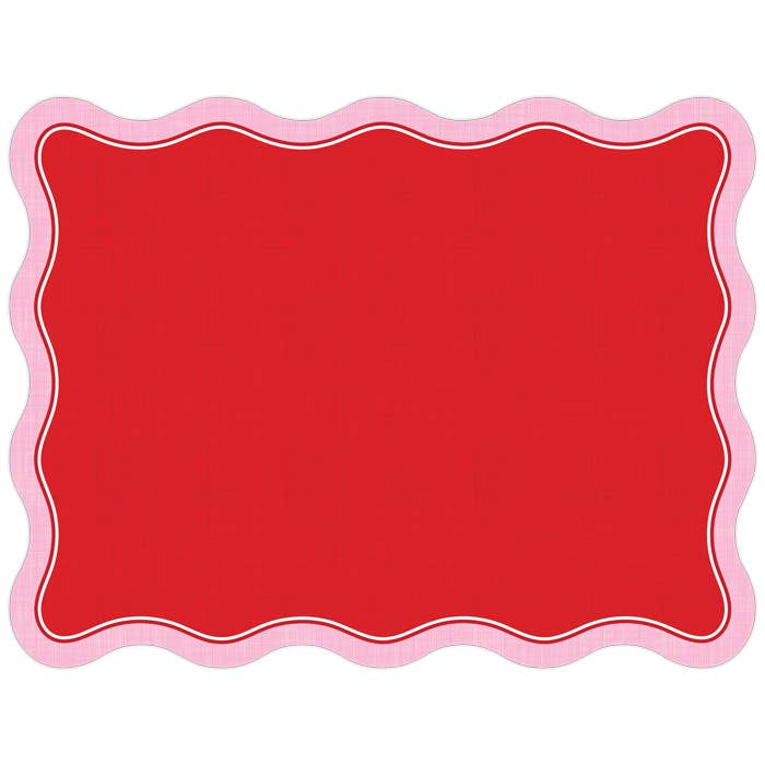 Red with Light Pink Linen Border Posh Die-Cut Placemat