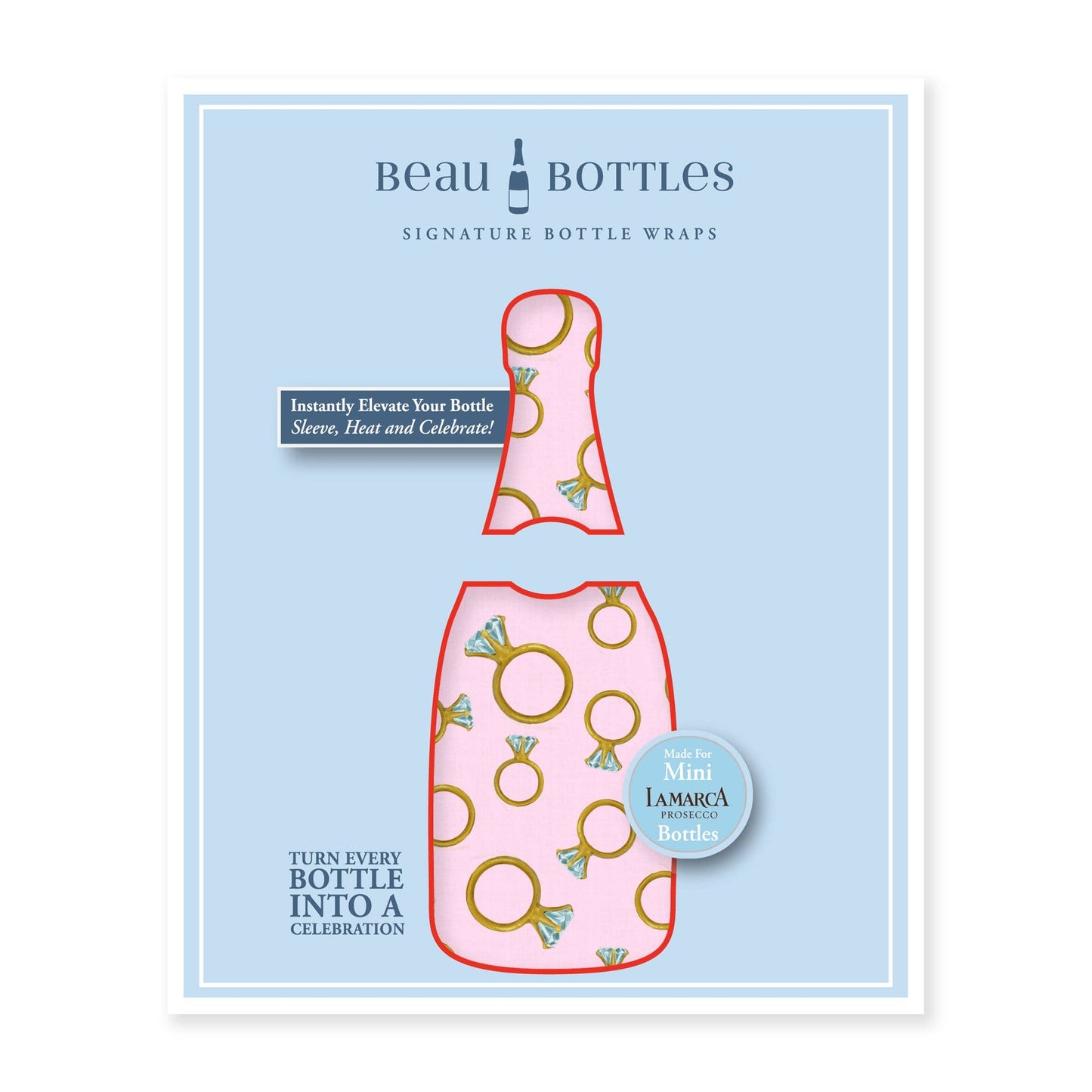 Beau Bottles Pink Engagement Ring - MINI Prosecco Collection - Six Pack