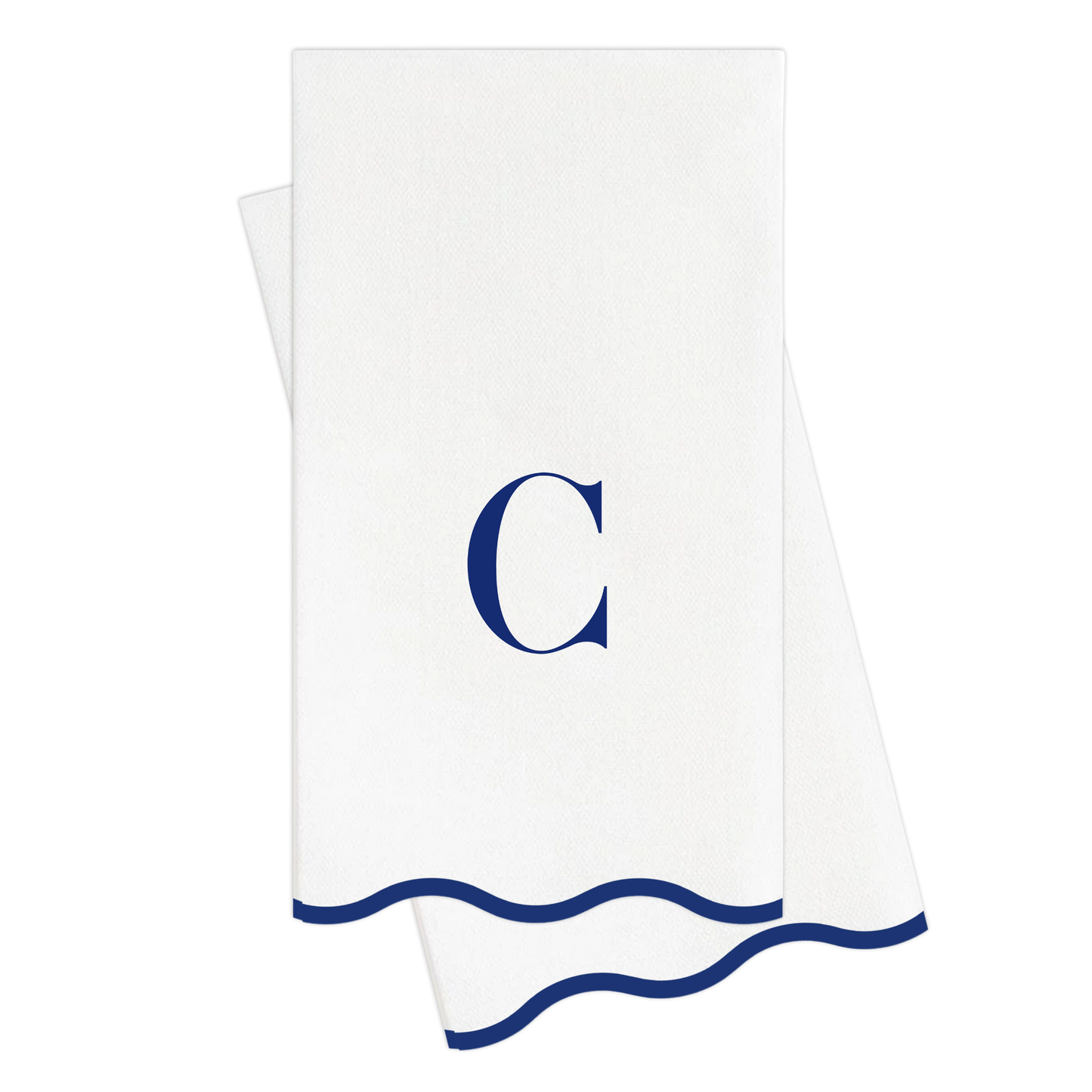 Letter “C” Initials Monogram Paper Napkins - Blue and White Scalloped