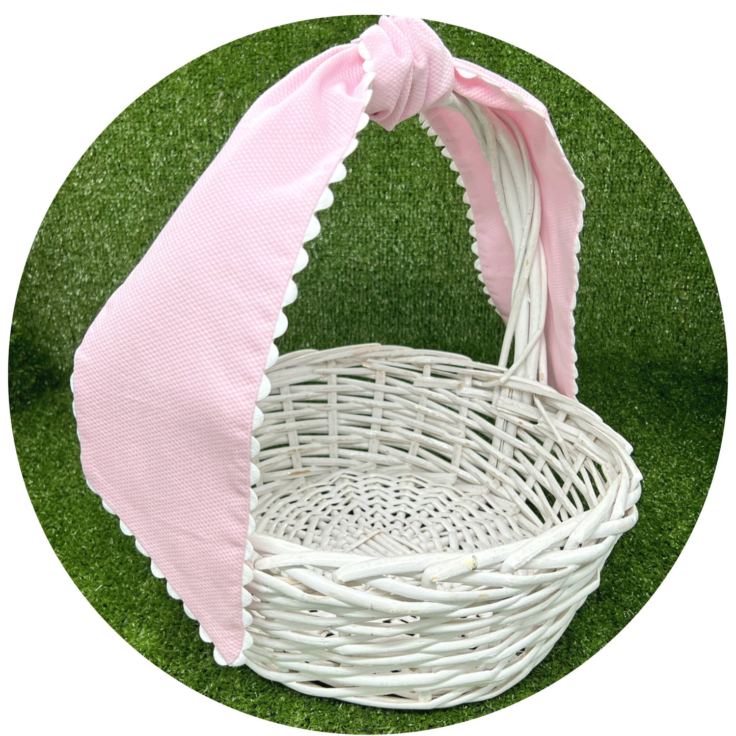 Pink Cotton Pique Sash with Trim