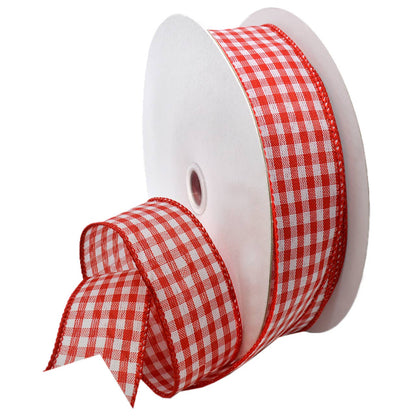 #7379 CHECKMATE PLAID (wired) Red/White Gingham Check