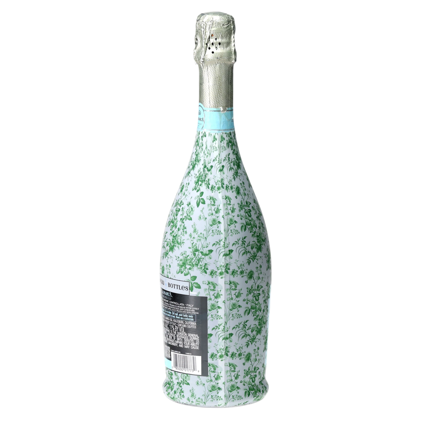 Grandmillennial Green Floral Prosecco Bottle Wrap