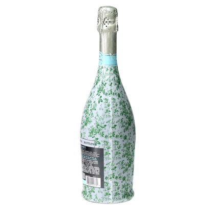 Grandmillennial Green Floral Prosecco Bottle Wrap