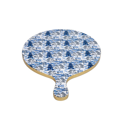 Kyoto Pagoda Charcuterie Board - White & Blue - Large