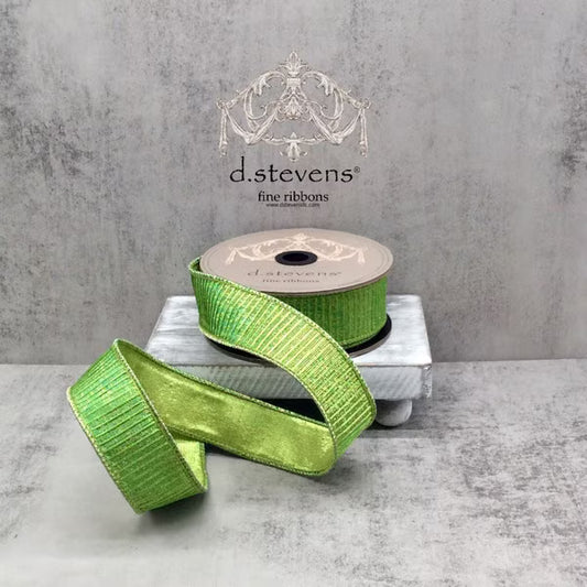 1.5" x 10yds Pleated Lame, New Lime