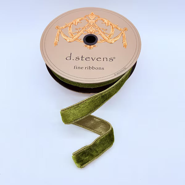1“ x 10yds ice velvet metallic gold back, olive