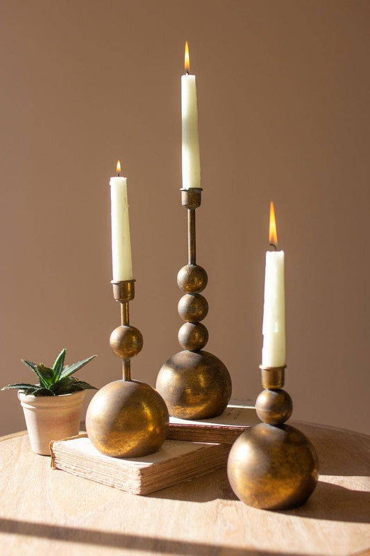 ANTIQUE BRASS TAPER CANDLE HOLDER