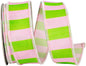Cabana Striped Dupioni Deluxe Wired Edge, Pink/lime