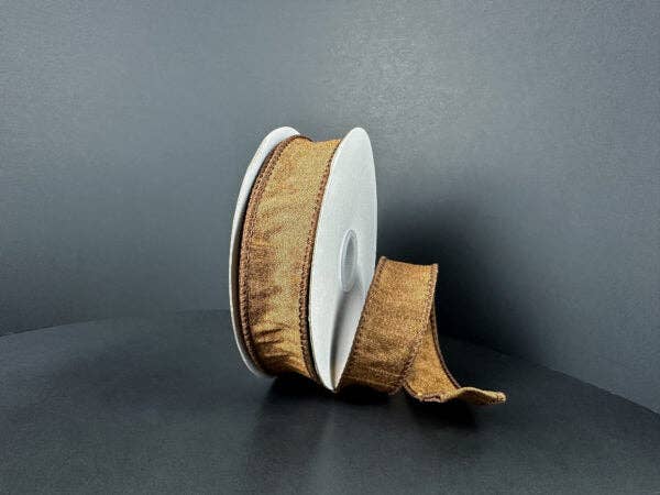 7/8"X10Y Brown Faux Dupioni Ribbon 72434-05-38
