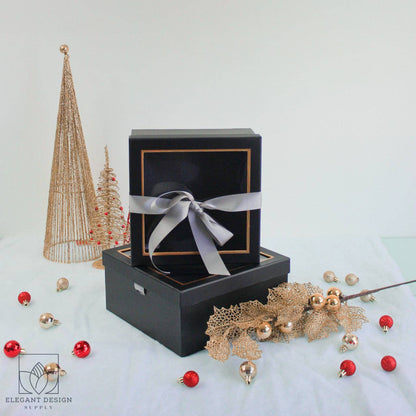 Square Gift Box with Clear Lid and Ribbon - Various Colors - For Luxury Flower/ Gift / Chocolate Strawberry Arrangements