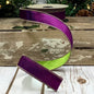 1" x 10yds Taffeta, Double Side, Apple Green/ Purple