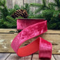 1.5" x 10yds Crushed Velvet, Hot Pink