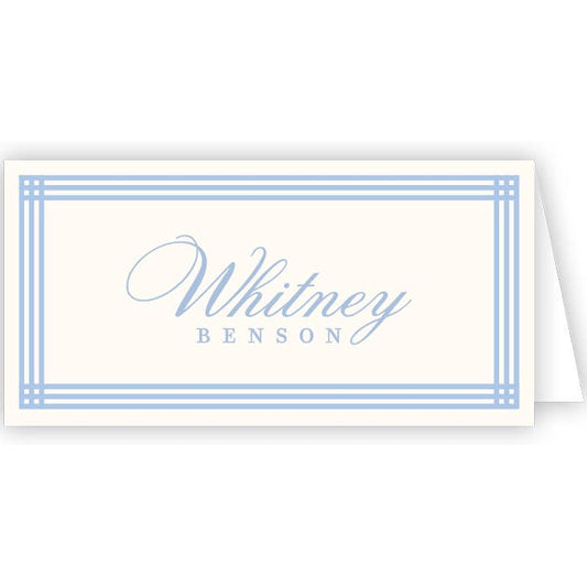 French Blue Stripe Border Placecard