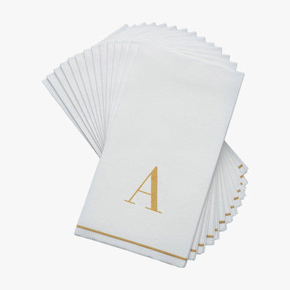 A Gold Monogram Paper Disposable Dinner Napkins | 14 Napkins