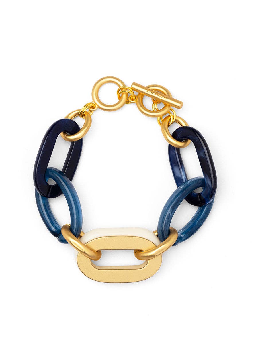 Resin and Metal Oval Link Toggle Bracelet