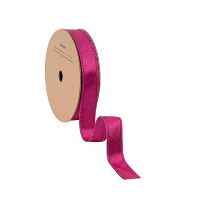 1" Wired Shimmer Satin Ribbon | Fushia with Fushia Backing | 10 Yard Roll