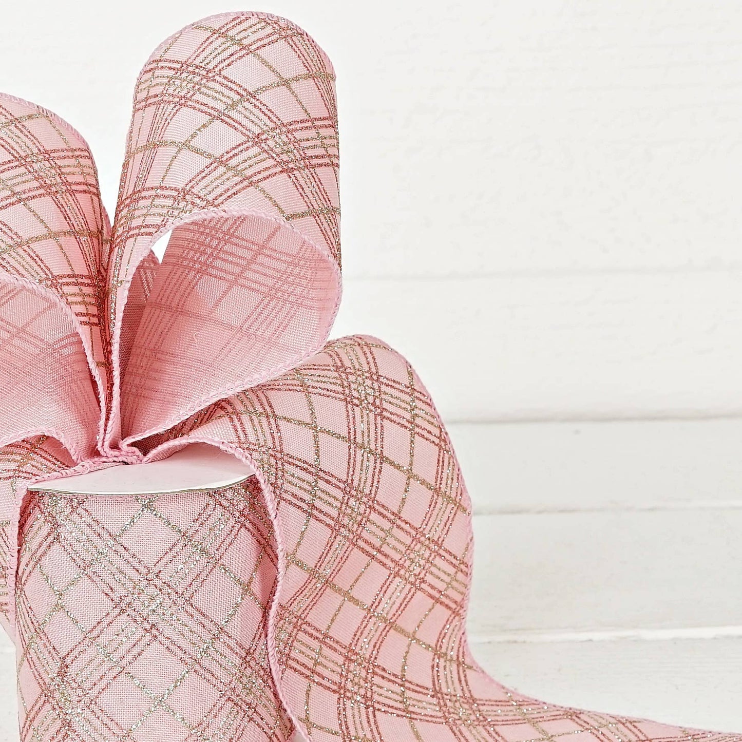 R32976-Wired Ribbon-Rosy and Silver checker (4inW)