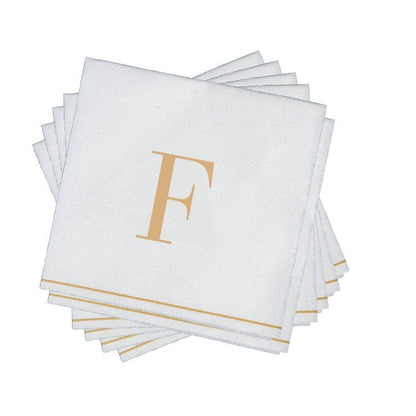 F Gold Monogram Cocktail Paper Napkins | 16 Napkins