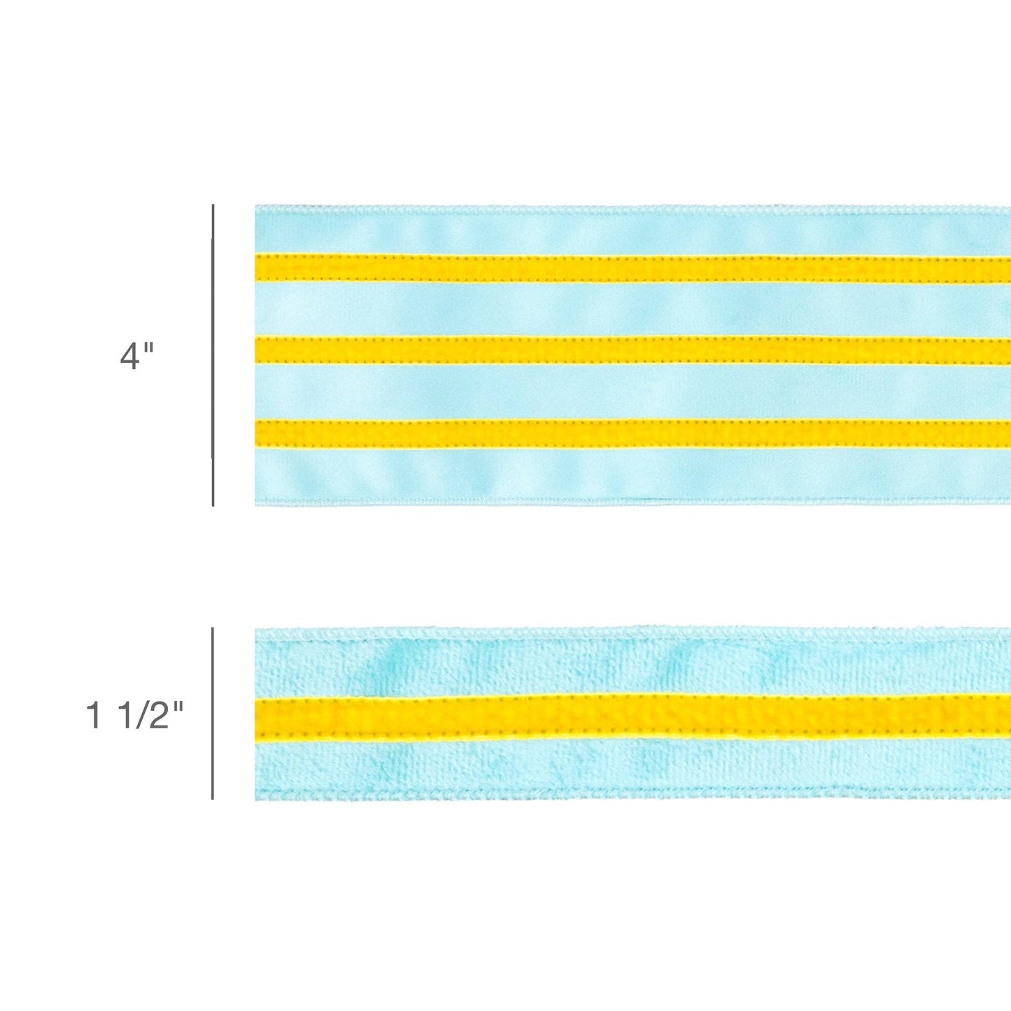 1 1/2" Wired Velvet Ribbon w/ Trim | Blue w/ Yelllow Trim | 10 Yard Roll